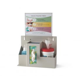 Hygiene Station Organizer, Quartz ABS Plastic, Holds 2 Thin Facial Tissue Boxes/1 Large Facial Tissue Box, Wet Wipe Canister, and Hand Sanitizer