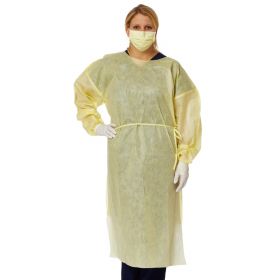 Medium-Weight AAMI Level 2 Isolation Gown with Side Ties, Yellow, Size Regular, nimmed