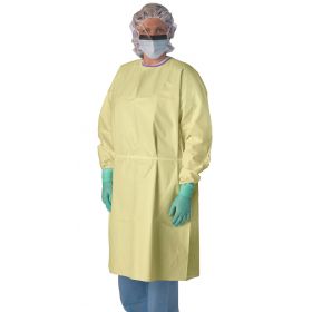 Premium AAMI Level 3 Isolation Gown with Elastic Wrists, Yellow, Size XL