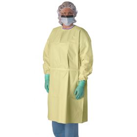 AAMI Level 3 Isolation Gown with Knit Cuff, Hook-and-Loop, Yellow, Size L