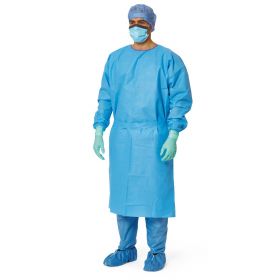 AAMI Level 3 Premium Heavyweight Multilayer Isolation Gown with Knit Cuffs, Blue, Size Regular