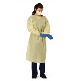 AAMI Level 3 Medium-Weight Isolation Gown with Side Tie, Yellow, Size L