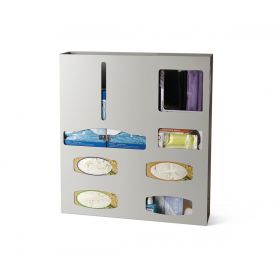 Isolation Protection Organizer, Quartz Aluminum, Holds Isolation Gowns, 4 Glove Boxes, 1 Face Mask Box and 1 Face Shield Box