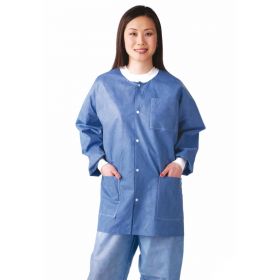 Multilayer Lab Jacket with Knit Cuffs and Collar, Blue, Size S, NONRP600SH