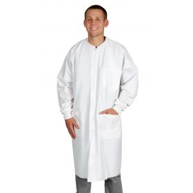 Breathable Fluid-Proof Lab Coat with Zip Front, Size L