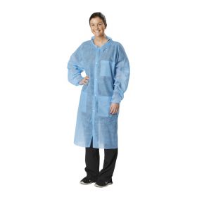 SPP Lab Coat with Elastic Wrists and Traditional Collar, Blue, Size XL NONSW450XL