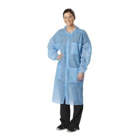SPP Lab Coat with Elastic Wrists and Traditional Collar, Blue, Size 2XL