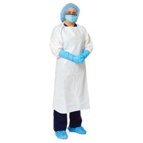 White Over-the-Head Microporous Breathable Isolation Gown with Thumb Loops, Regular