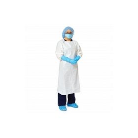 White Over-the-Head Microporous Breathable Isolation Gown with Thumb Loops, XL