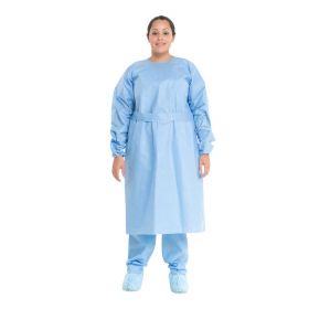 Tri-Layer Isolation Gown with Full-Back, AAMI Level 3, Blue, Size XL
