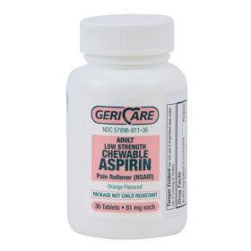 GeriCare Orange Flavor Chewable Aspirin, 81 mg, 36 Tablets