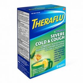 TheraFlu Nighttime Severe Cold and Cough Hot Liquid Powder, Honey Lemon Flavor, 6 Single-Dose Packets / Box