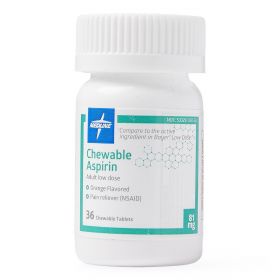 Medline Orange Flavor Chewable Aspirin, 81 mg, 36 Tablets