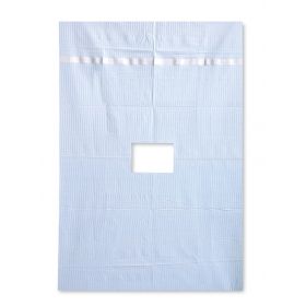 Blue Paper Drape, 18" x 27" (45.7 x 68.6 cm) with 3" x 4" (7.6 x 10.2 cm) Rectangle Fenestration and Adhesive Along One Edge