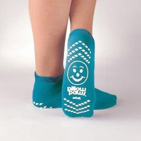 Pillow Paws Double Imprint Terries Slipper Socks, Adult 5-7, Teal
