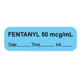 "Fentanyl, 50 mgc / mL" Label, 1-1/2" x 1/2", Blue