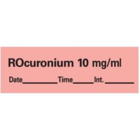 Rocuronium Anesthesia Label Tape, Red, 1-1/2" x 1/2", 500" Roll