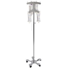Stainless Steel IV Pole with 5-Leg Base, Hand Height Adjustable, Clearview
