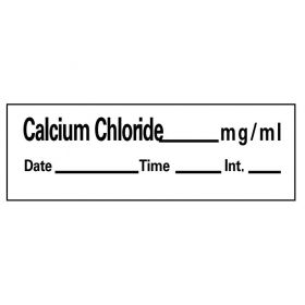 Calcium Chloride Anesthesia Label Tape, White, 1-1/2" x 1/2", 500" Roll
