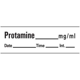 Protamine Anesthesia Label Tape, White, 1-1/2" x 1/2", 500" Roll