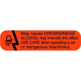 Fluorescent Red May Cause Drowsiness Alcohol Label