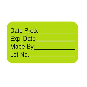 Date Prepared / Expiration Date, Green, 1-1/2" x 7/8" (3.8 cm x 2.2 cm)