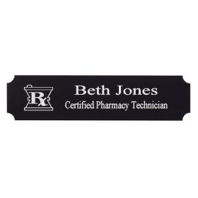 Personalized Mortar and Pestle Black/Silver Namebadge