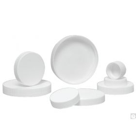 SturdeeSeal PE Foam-Lined Ribbed Polypropylene Cap, White, 63 mm