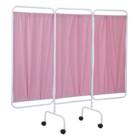 Mobile 3 Panel Privacy Screen with 2" Casters, 81"L X 69"H, Pink