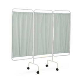 3-Panel Antimicrobial Privacy Screen, 81" L x 69" H, Mobile, Gray Green