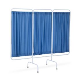 Designer 3-Panel Antimicrobial Privacy Screen, 81" L x 69" H, Stationary, Blue