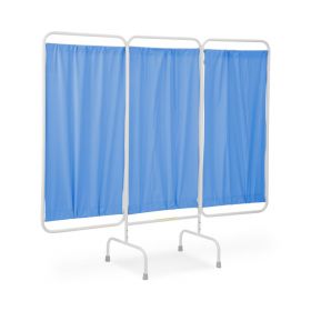 3-Panel Antimicrobial Privacy Screen, 81" L x 69" H, Stationary, Periwinkle Blue