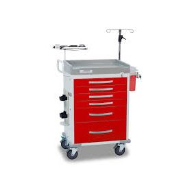 Detecto rc333369red-l loaded rescue er medical cart-6 red drawers
