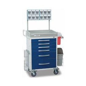 Detecto rc33669blu-l loaded rescue anesthesiology cart-5 blue drawers