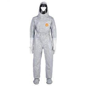 Tychem 6000 Coverall with Face Seal, Gray, Size 2XL, Cat. III, Type 3B/4B/5B/6B