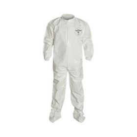 Tychem 4000 Bound Seam Coverall with Elastic Wrists and Attached Socks, Style SL121B, White, Size 3XL