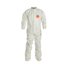Tychem 4000 Coverall with Socks, No Hood, White, Size 4XL, Bulk Packed