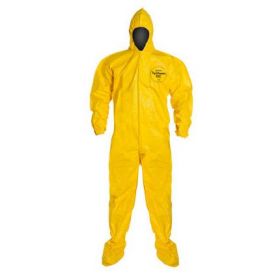 Tychem 2000 Coverall with Hood and Socks / Boots, Yellow, Size 6XL, Berry Compliant