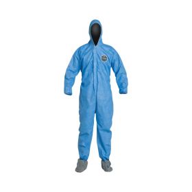 ProShield 10 Coverall with Hood and Socks / Boots, Blue, Size 4XL, Bulk Packed