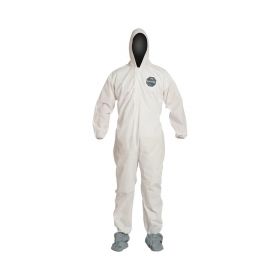ProShield 10 Coverall with Hood and Socks / Boots, White, Size 2XL, Bulk Packed