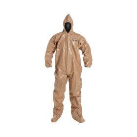 Tychem 5000 Coverall with Hood and Socks / Boots, Tan, Size 5XL, Bulk Packed