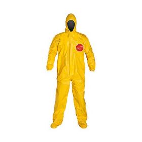 Tychem 2000 Coverall with Hood and Socks / Boots, Yellow, Size 6XL, Bulk Packed