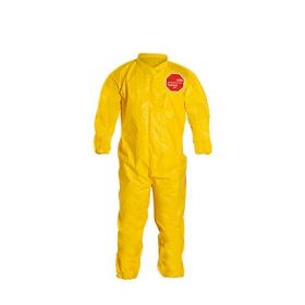 Tychem 2000 Zipper Front Coverall with Elastic Wrist and Ankle, Storm Flap, Yellow, Size 2XL, Bulk Packed