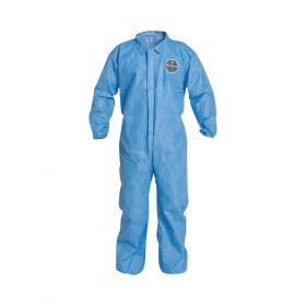 ProShield 10 Zipper Front Coverall with Elastic Wrist and Ankle, Storm Flap, Blue, Size 7XL, Bulk Packed