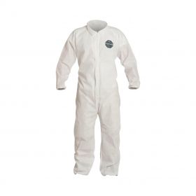 ProShield 10 Zipper Front Coverall with Elastic Wrist and Ankle, Storm Flap, White, Size 5XL, Bulk Packed