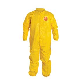 Tychem 2000 Zipper Front Coverall with Elastic Wrist and Ankle, Storm Flap, Yellow, Size 4XL, Bulk Packed ,REG25SYL4X00