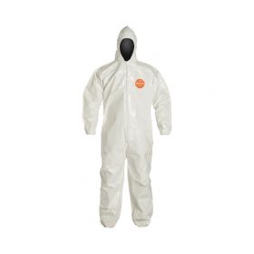 Tychem 4000 Bound Seam Coverall with Hood and Elastic Wrists / Ankles, Style SL127B, White, Size 2XL