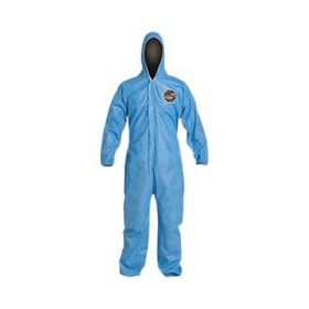 ProShield 10 Zipper Front Coverall with Hood, Elastic Wrist and Ankle, Storm Flap, Blue, Size 4XL, Bulk Packed