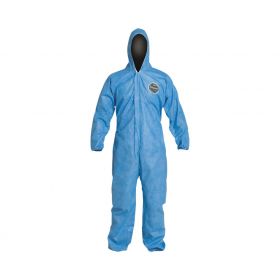 ProShield 10 Zipper Front Coverall with Hood, Elastic Wrist and Ankle, Storm Flap, Blue, Size 6XL, Bulk Packed