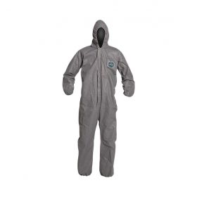 ProShield 10 Zipper Front Coverall with Hood, Elastic Wrist and Ankle, Storm Flap, Gray, Size 2XL, Vacuum Sealed 2/Bag